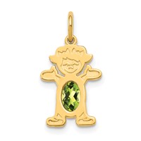 14K Girl Charm 6x4 Oval Genuine Peridot-August view 1