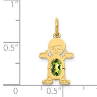 14K Yellow Gold Boy Charm 6x4 Oval Genuine Peridot-August view 3