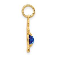 14K Yellow Gold Girl Charm 6x 4 Oval Genuine Sapphire-September view 2
