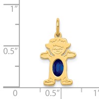 14K Yellow Gold Girl Charm 6x 4 Oval Genuine Sapphire-September view 3