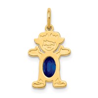 14K Yellow Gold Girl Charm 6x 4 Oval Genuine Sapphire-September view 1