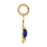 14K Yellow Gold Boy Charm 6x4 Oval Genuine Sapphire-September view 2