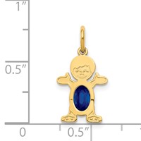 14K Yellow Gold Boy Charm 6x4 Oval Genuine Sapphire-September view 3