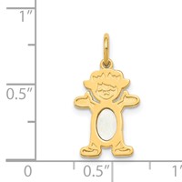 14K Yellow Gold Girl Charm 6x4 Oval Genuine Opal-October view 3