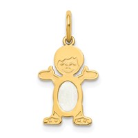 14K Yellow Gold Boy Charm 6x4 Oval Genuine Opal-October view 1