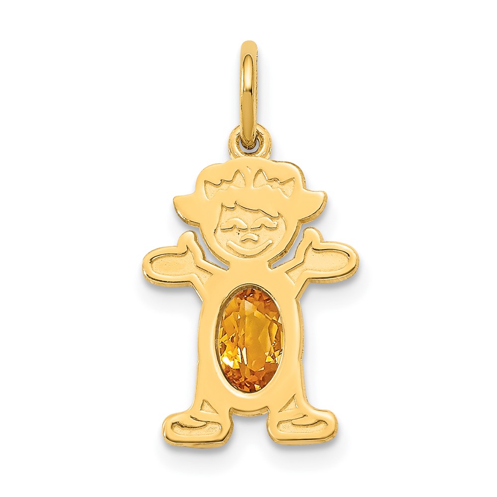 14K Girl 6×4 Oval Genuine Citrine-November