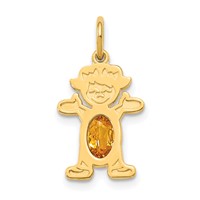 14K Yellow Gold Girl Charm 6x 4 Oval Genuine Citrine-November view 1