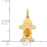 14K Yellow Gold Boy Charm 6x 4 Oval Genuine Citrine-November view 3