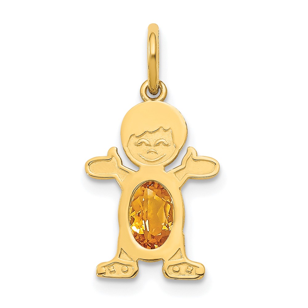 14K Boy 6×4 Oval Genuine Citrine-November