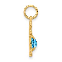 14K Yellow Gold Girl Charm 6x 4 Oval Genuine Blue Topaz-December view 2