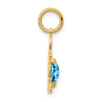 14K Yellow Gold Boy Charm 6x4 Oval Genuine Blue Topaz-December view 2