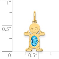 14K Yellow Gold Boy Charm 6x4 Oval Genuine Blue Topaz-December view 3