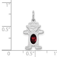 14K White Gold Girl Charm 6x 4 Oval Genuine Garnet-January view 3