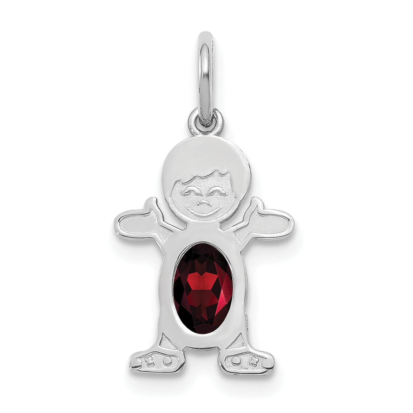 14K White Gold Boy 6x4 Oval Genuine Garnet-January (XCK35)
