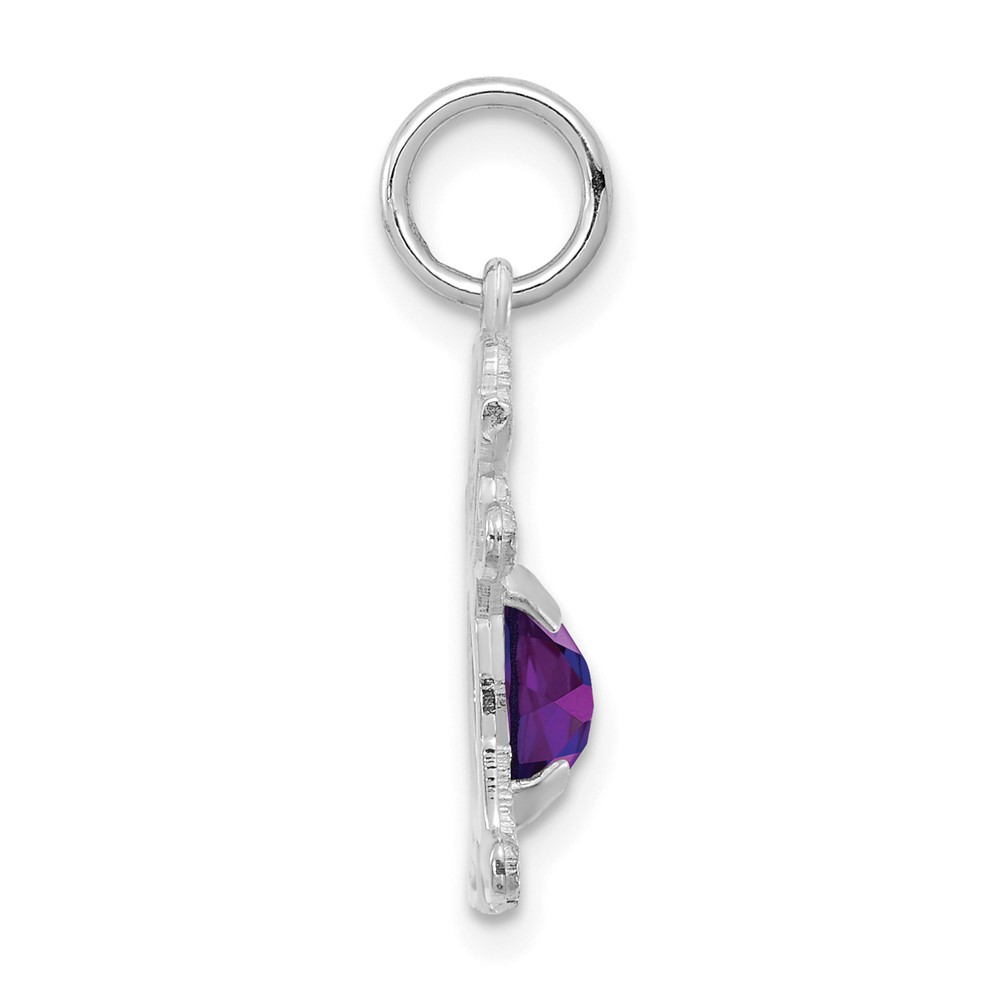 14K White Gold Girl 6x4 Oval Genuine Amethyst-February (XCK36)