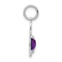14K White Gold Boy Charm 6x 4 Oval Genuine Amethyst-February view 2