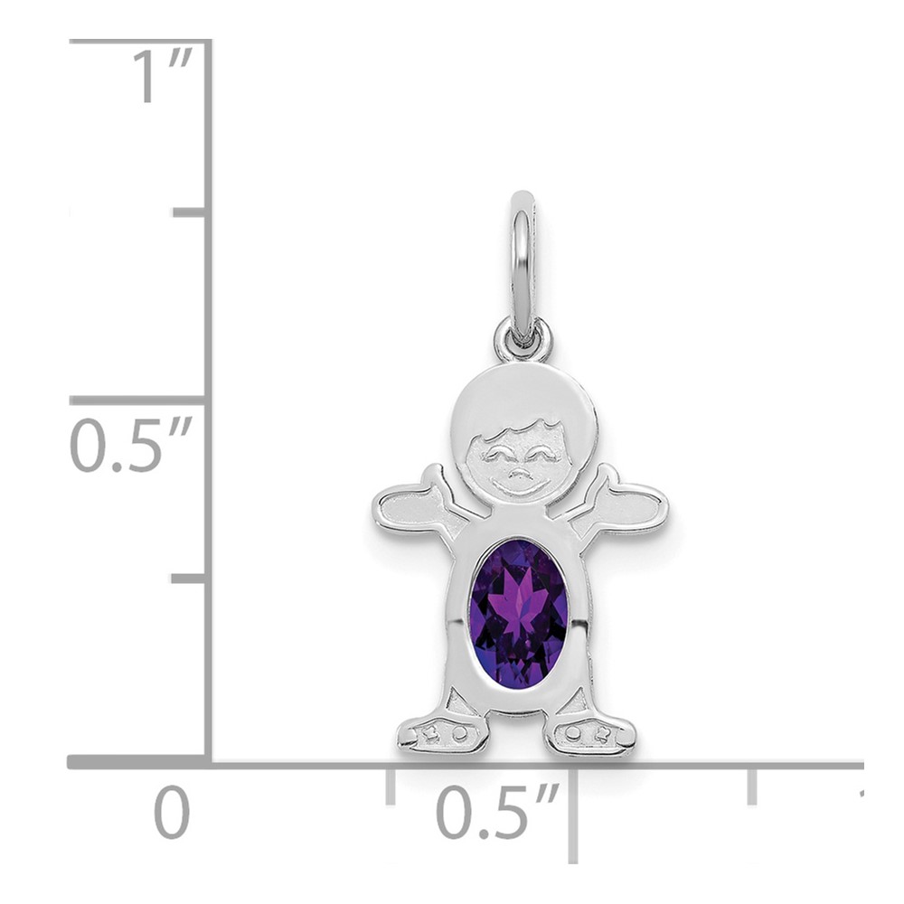 14K White Gold Boy 6x4 Oval Genuine Amethyst-February (XCK37)