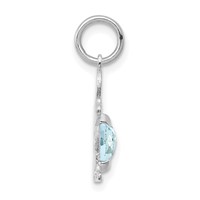 14K White Gold Boy Charm 6x 4 Oval Genuine Aquamarine-March view 2
