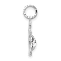 14K White Gold Girl Charm 6x 4 Oval Genuine White Topaz-April view 2