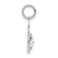 14K White Gold Boy Charm 6x 4 Oval Genuine White Topaz-April view 2