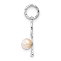14K White Gold Boy Charm 4mm Freshwater Cultured Pearl-June view 2
