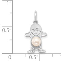 14K White Gold Boy Charm 4mm Freshwater Cultured Pearl-June view 3