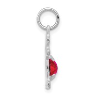 14K White Gold Girl Charm 6x4 Oval Genuine Ruby-July view 2