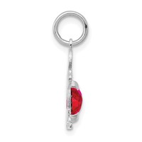 14K White Gold Boy Charm 6x4 Oval Genuine Ruby-July view 2