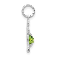 14K White Gold Girl Charm 6x 4 Oval Genuine Peridot-August view 2