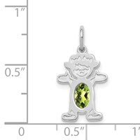 14K White Gold Girl Charm 6x 4 Oval Genuine Peridot-August view 3