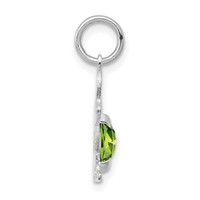 14K White Gold Boy Charm 6x 4 Oval Genuine Peridot-August view 2