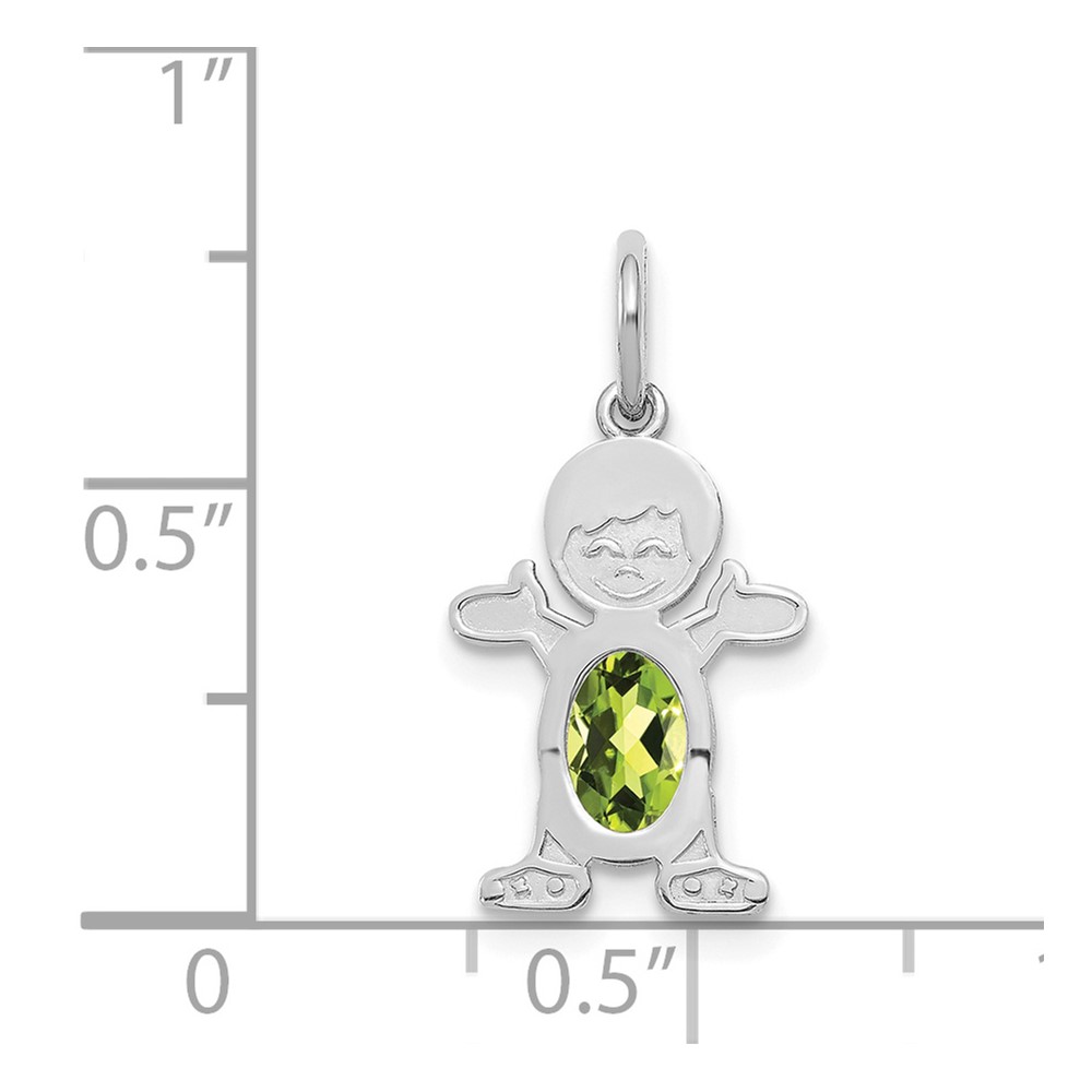 14K White Gold Boy 6x4 Oval Genuine Peridot-August (XCK49)