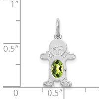 14K White Gold Boy Charm 6x 4 Oval Genuine Peridot-August view 3