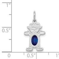 14K White Gold Girl Charm 6x 4 Oval Genuine Sapphire-September view 3