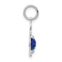 14K White Gold Boy Charm 6x 4 Oval Genuine Sapphire-September view 2