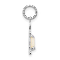 14K White Gold Boy Charm 6x 4 Oval Genuine Opal-October view 2