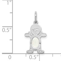 14K White Gold Boy Charm 6x 4 Oval Genuine Opal-October view 3