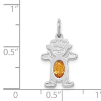 14K White Gold Girl Charm 6x 4 Oval Genuine Citrine-November view 3