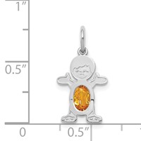 14K White Gold Boy Charm 6x 4 Oval Genuine Citrine-November view 3