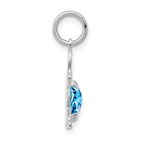 14K White Gold Boy Charm 6x 4 Oval Genuine Blue Topaz-December view 2