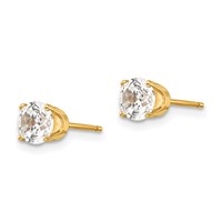 14K 5mm Round CZ Stud Earrings view 2