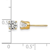 14K 5mm Round CZ Stud Earrings view 4