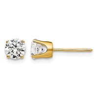 14K 5mm Round CZ Stud Earrings view 1