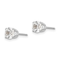 14K White Gold 5mm Round CZ Stud Earrings view 2