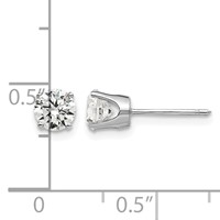 14K White Gold 5mm Round CZ Stud Earrings view 4