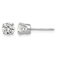 14K White Gold 5mm Round CZ Stud Earrings view 1