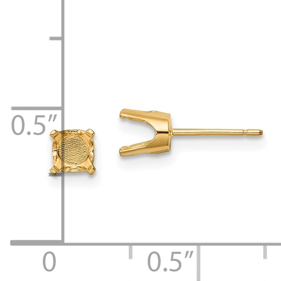 14k 5.5mm Round Stud Earring Mounting w/backs
