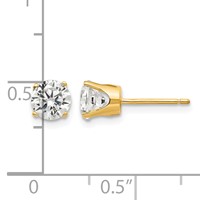14K 5.5mm Yellow Gold Round CZ Stud Earrings view 4