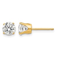 14K 5.5mm Yellow Gold Round CZ Stud Earrings view 1