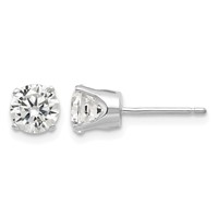 14K White Gold 5.5mm Round CZ Stud Earrings view 1